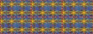 Sevimli çiçek raster deseni. Kahverengi ve mavi renkli çiçekler. Renkli Yaz Temalı Kusursuz Arkaplan. Düz Çiçek Elementleri Tasarımı.