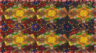 Çiçek deseni. Renkli Bahar Temalı Kusursuz Arkaplan. Kusursuz Chichi kumaş deseni. Düz Çiçek Elementleri Tasarımı. Raster illüstrasyonu.