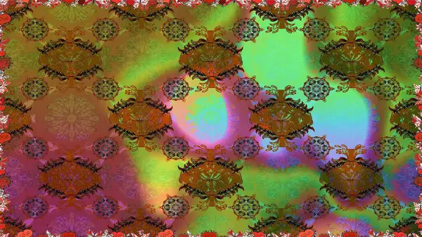 Kahverengi ve yeşil renkli şirin çiçekler. Küçük çiçekli basit, dikişsiz desen. Raster illüstrasyonu. Moda baskısı, albüm, ambalaj kağıdı, duvar kağıdı için zarif dekoratif süslemeler..