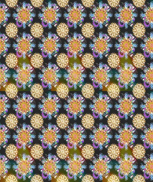 Soyut çiçek desensiz arkaplan. Raster deseni. Raster illüstrasyonu. Küçük çiçekteki sevimli çiçek deseni. Gri ve bej renklerde.