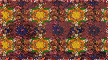 Kahverengi ve turuncu el çizimleri. Raster deseni. Sanat ilham verir ve turuncu renkli çiçekler bırakır. Karalama çiçekleri kusursuz desen.