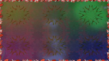 Kahverengi ve yeşil renklerde. Kusursuz dekoratif arka plan, çiçek mandala. Raster illüstrasyonu. Çiçek..