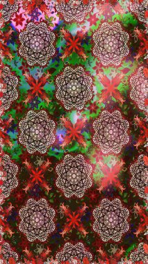 Çiçekli, suluboya desenli kusursuz çiçek deseni. Düz Çiçek Elementleri Tasarımı. Kahverengi renkli çiçekler. Raster illüstrasyonu. Renkli Bahar Teması Kusursuz Arkaplan.