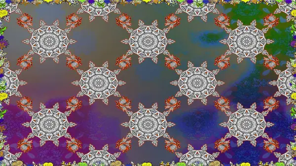 Gri ve kahverengi renkli çiçekler. Raster illüstrasyonu. Çiçeksiz desenli arka plan, vuruşlar, sıçramalar, yaz çiçekleri..