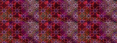 Çiçek. Raster illüstrasyonu. Kusursuz dekoratif arka plan, çiçek mandala. Kahverengi ve kırmızı renklerde.