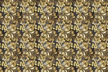 Kahverengi, bej ve gri renklerde altın elementlerle klasik, pürüzsüz desen. Noel 2019, kar tanesi, yeni yıl.