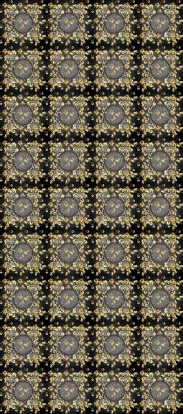 Paisleys zarif çiçek desenli arkaplan duvar kâğıdı çizimi. Klasik stil, güzel, modern, üç boyutlu sanat eseri. Altın, gri, kahverengi ve bej desenli desenli çiçek yaprakları ve süslemeleri..