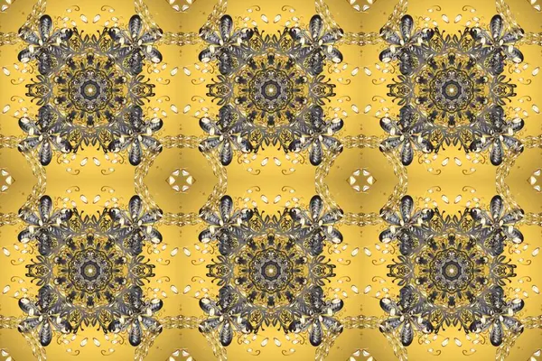 Kusursuz klasik raster altın desenli. Klasik klasik klasik arka plan. Gri, bej ve sarı renklerde altın elementlerle kusursuz desen. Geleneksel oryantasyon süsü.