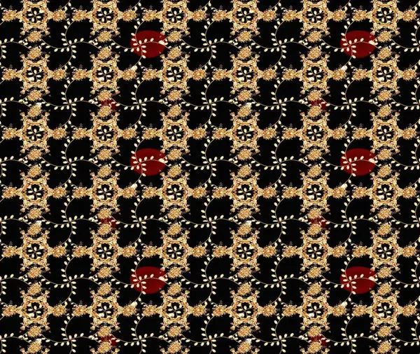 Çiçek deseni. Kusursuz Chichi kumaş deseni. Renkli Bahar Temalı Kusursuz Arkaplan. Düz Çiçek Elementleri Tasarımı. Raster illüstrasyonu.