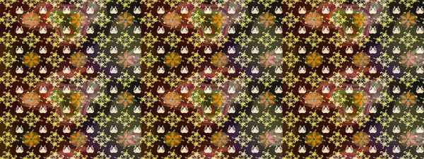 Çiçekli karalama şeklinde Raster çiçek deseni. Kahverengi renkli çiçekler. Yumuşak, bahar çiçekli arka plan.