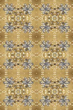 Raster altın pürüzsüz desen. Doğu tarzı arabesk tarzında altın elementler. Kusursuz altın desenli bukleler. Bej, nötr ve kahverengi renklerde pürüzsüz desen.