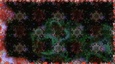 Raster deseni. Yumuşak, bahar çiçekleri siyah ve gri renklerde. Raster illüstrasyonu. Patlayan çiçekler soyut yerleştirilmiş.