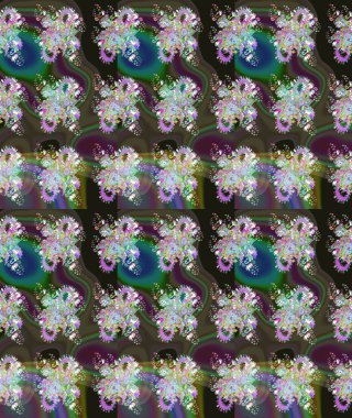 Renkli Bahar Teması eskiz kalıbı. Raster illüstrasyonundaki çiçek desenli çizim. Süslü kumaş deseni. Düz Çiçek Elementleri Tasarımı.