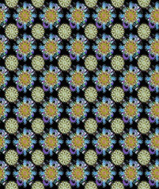 Raster Çiçek İllüstrasyonu güzel tekstil. Siyah ve nötr renklerde etnik çiçeklerle kusursuz bir desen..