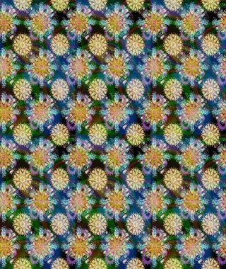 Mavi ve bej renkli çiçekler. Raster illüstrasyonunda kusursuz çiçek deseni. Renkli Yaz Temalı Kusursuz Arkaplan. Düz Çiçek Elementleri Tasarımı.