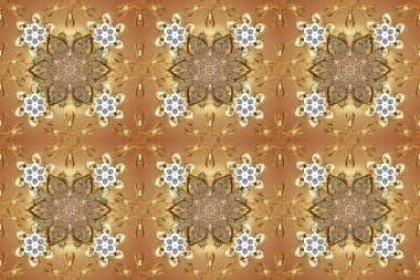 Şam, tasarım için kusursuz desen. Tarafsız, bej ve kahverengi renklerde altın elementlerle pürüzsüz desen.