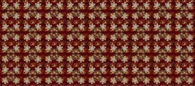 Duvar kâğıdı barok, İspanyol kumaşı. Şık bir grafik desen. Kusursuz raster arka plan. Çiçek deseni. Kahverengi, kırmızı ve bej renklerde altın elementler.