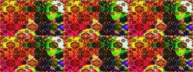 Raster illüstrasyonu. Kırmızı ve kahverengi renkte çiçekler. Çiçeksiz desenli arka plan, vuruşlar, sıçramalar, yaz çiçekleri..