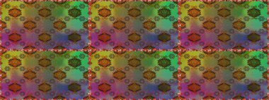 Düz Çiçek Elementleri Tasarımı. Renkli Bahar Temalı Kusursuz Arkaplan. Raster illüstrasyonu. Kahverengi ve yeşil renklerde zarif çiçekleri olan suluboya..