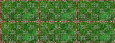 Yeşil ve nötr renklerde parlak çiçekli halı ile kusursuz desen.