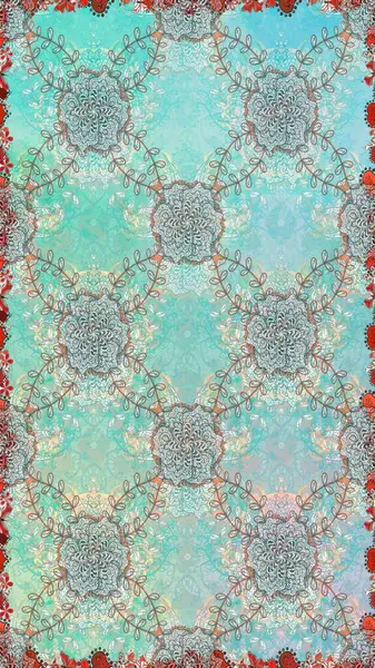 Çiçek deseni. Şatafatlı bahar bahçesi dokusu. Raster illüstrasyonu. Tarafsız ve mavi renkte çiçekler. Tarafsız ve mavi renklerde çiçeksiz.