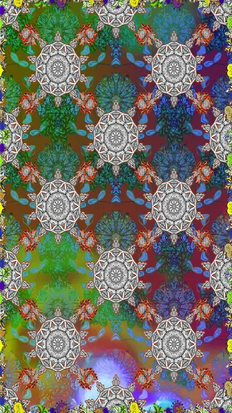 Gri ve yeşil renkli yaz çiçekleri. Küçük çiçekteki sevimli çiçek deseni. Raster illüstrasyonu. Raster deseni.