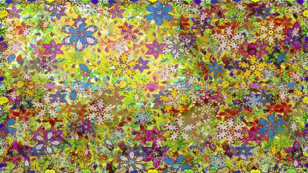 Kusursuz çiçek deseni. Sarı ve nötr renklerde Asya tekstil tarzında. Raster illüstrasyonu.