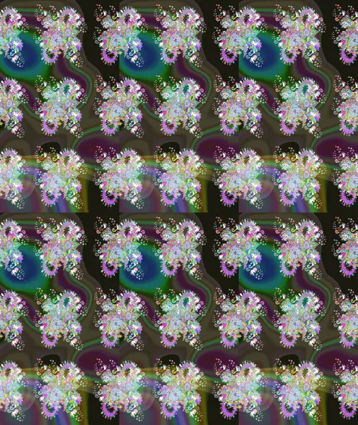 Renkli Bahar Teması eskiz kalıbı. Raster illüstrasyonundaki çiçek desenli çizim. Süslü kumaş deseni. Düz Çiçek Elementleri Tasarımı.