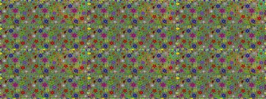 Çiçeksiz desenli arka plan. Yeşil renkli çiçekler. Renkli Bahar Temalı Kusursuz Arkaplan. Düz Çiçek Elementleri Tasarım Raster illüstrasyonu.