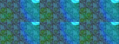 Çiçek arkaplan. Raster illüstrasyonu. Çiçek duvar kâğıdı. Mavi ve yeşil renkli şirin tekstil tarzında. Renkli çizim deseni.