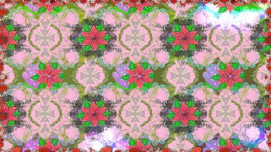 Küçük çiçekteki sevimli çiçek deseni. Raster illüstrasyonu. Tarafsız ve yeşil renkte çiçekler.