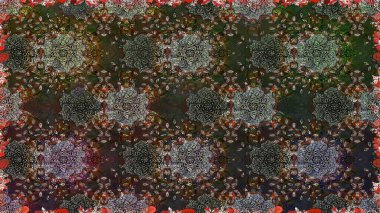 Çiçeksiz desenli arka plan. Gömlek baskısı için çiçek boyası. Gri ve kahverengi renkte çiçekler.