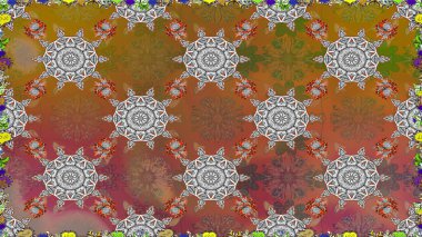 Raster çizimde sorunsuz çiçek desenli. Düz çiçek öğeleri tasarım. Fantezi kumaş deseni. Bahar Tema Dikişsiz desen arka plan rengi.