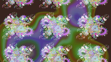 Raster güzel bir çiçek deseni çizmiş. Tatil havası. Yeşil renkli çiçekler. Bahar mevsimi. Nazik romantik baskı.