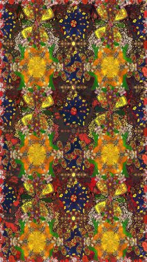 Hediye ambalaj kağıdı, tebrik kartları, posterler ve pankart tasarımı. Raster düz çiçekleri pürüzsüz desen. Kahverengi ve sarı renkte çiçekler.