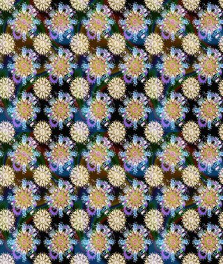 Soyut etnik raster kusursuz desen. Kabile sanatı boho baskısı, klasik çiçek arkaplanı. Arkaplan dokusu, duvar kağıdı, çiçek teması tarafsız ve mavi renklerde.