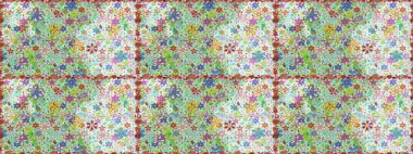 Çiçeksiz desenli nakış işlemeli gelincikler ve vadideki zambaklar. Tekstil tasarımı için doğal ve yeşil renklerde geleneksel halk çiçekleri buketi.