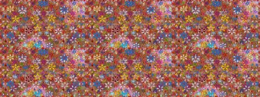 Kahverengi ve kırmızı renkte çiçekler. El çizimi çiçekli, soyut, pürüzsüz desen. Raster illüstrasyonu.