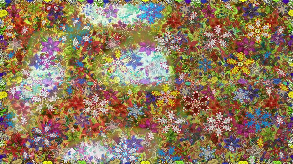 Kahverengi ve yeşil renkli çiçekler. Çiçeksiz desenli arka plan. Tişört baskısı için çiçek boyama rasteriName.