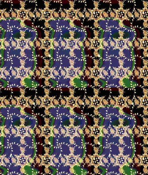 Düz Çiçek Elementleri Tasarımı. Mor renkli çiçekler. Renkli Yaz Temalı eskiz kalıbı. Raster illüstrasyonunda çiçek deseni çizimi.