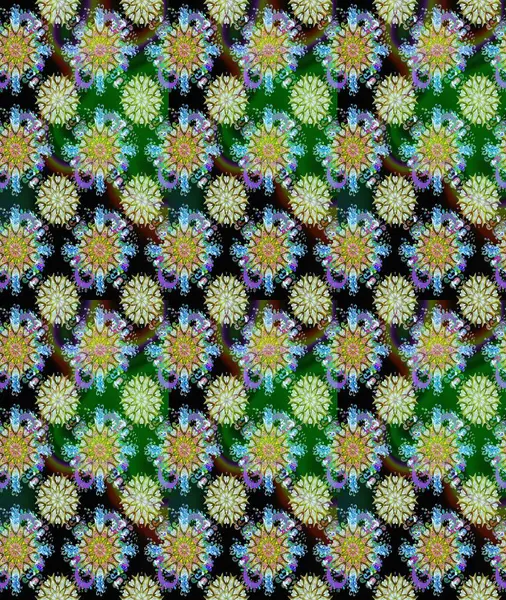 Çizim stili tarafsız ve yeşil renklerde. El yapımı çiçek ve bitki koleksiyonu. Raster illüstrasyonu. Raster illüstrasyonu. Sevimli karalama çiçekleriyle kusursuz çiçek deseni..