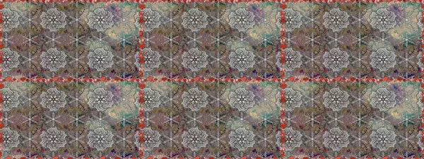 Kusursuz çiçek deseni. Renkli Bahar Temalı Kusursuz Arkaplan. Asya tekstil tarzında. Güzel kumaş deseni. Raster illüstrasyonu. Düz Çiçek Elementleri Tasarımı.