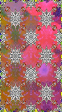 Poster ya da kapak için arka plan. Tekstil için figür. Davetiye ve kartpostal tasarımı için dekoratif çiçek unsurları. Şirin, zarif çiçekler Raster illüstrasyonu. Yapraklı kusursuz desen.