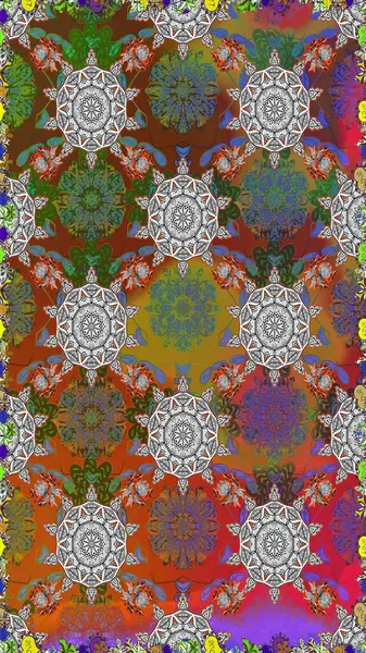 Yatak çarşafları, ceket, paket tasarımı, kumaş ve moda kavramları için tekstil baskısı. Çiçekleri, deniz kabukları, mandalaları ve suluboya efektleriyle donanma geçmişi. Kusursuz etnik tasarım.