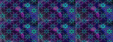 Mavi ve mor renkli yapraklı yabani çiçekler. Raster illüstrasyonu. Suluboya, elle çizilmiş. Taslak arkaplan deseni.