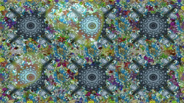 Mavi ve nötr renklerde çiçekler. Çiçeklerle kusursuz desen. El çizimi. Suluboya çizimi.