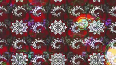 Renkli unsurlarla hareketli arka plan görüntüleri. Çiçekler. Eski model. Bayrak tarzı. Video kaydı. Şablon. Döngü. Kusursuz.. 