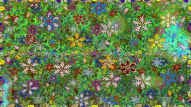 Yeşil ve kahverengi renklerde. Raster illüstrasyonu. Çiçek. Kusursuz dekoratif arka plan, çiçek mandala.