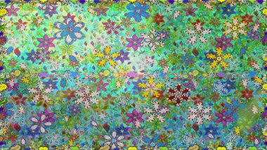 Modern stil dokusu. Çiçek desenli raster, yeşil ve mavi çizgi grafik deseni soyut raster arkaplan.