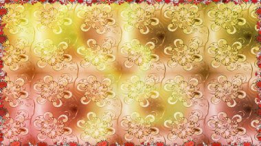 Yaz çiçekleri teması. Bej ve sarı renkler. Suluboya resim taklit Raster çizimi. Klasik çiçekler. El çizimi soyut süslü elementler.